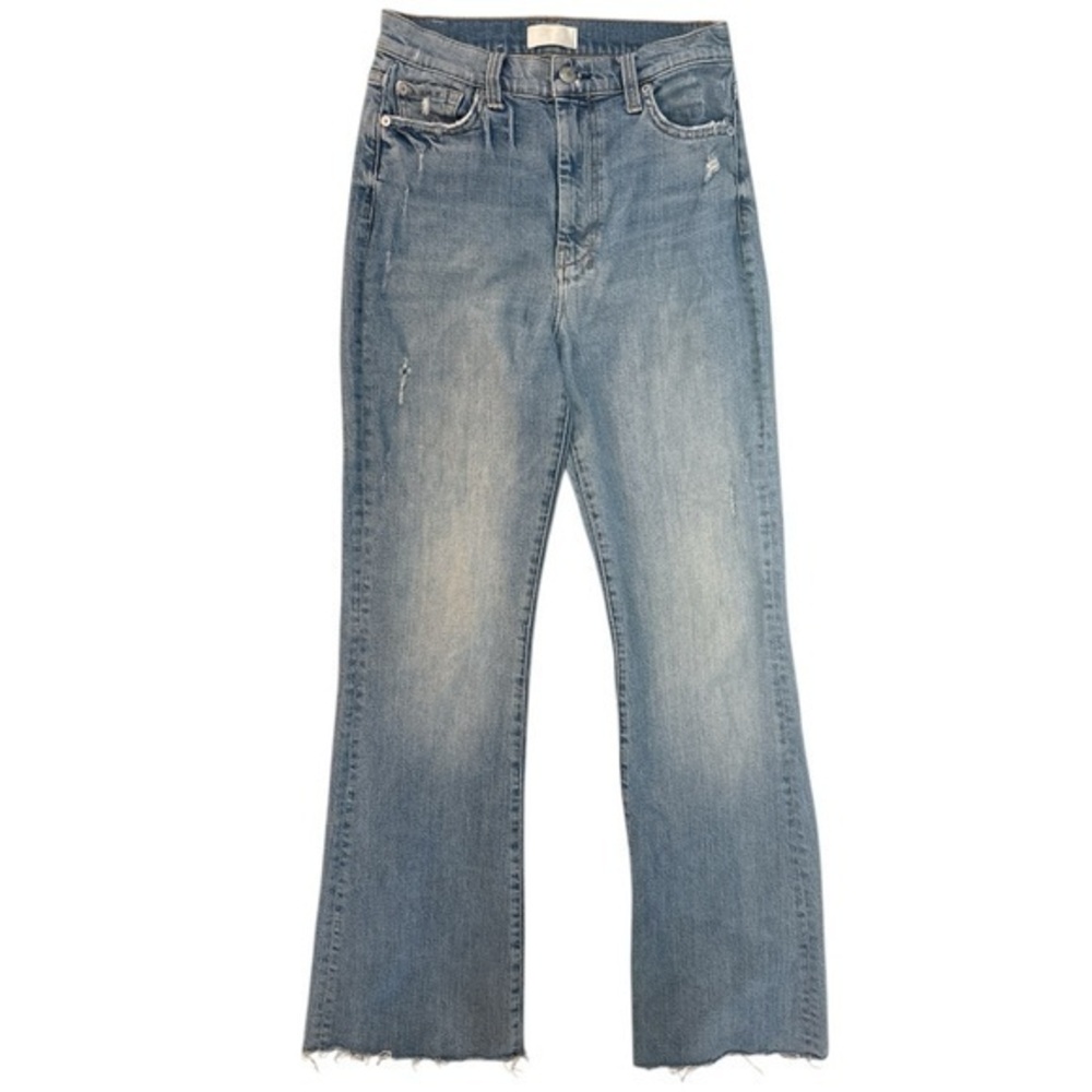 7 for All Mankind Distressed Ultra High Rise Dojo Raw Hem Light Wash Jeans 27